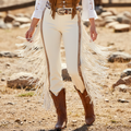 Women's Vintage Fringed Flare Jeans With Western Style