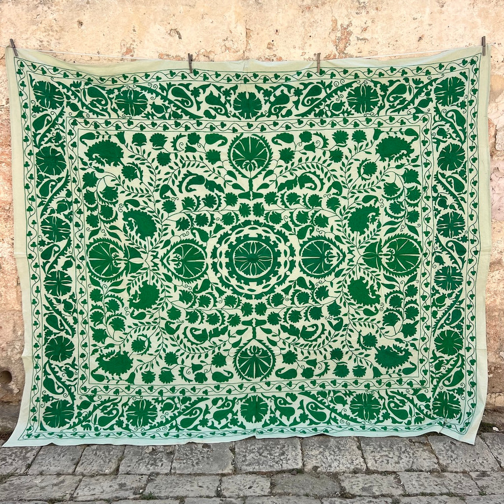 Plain Green  Suzani Double