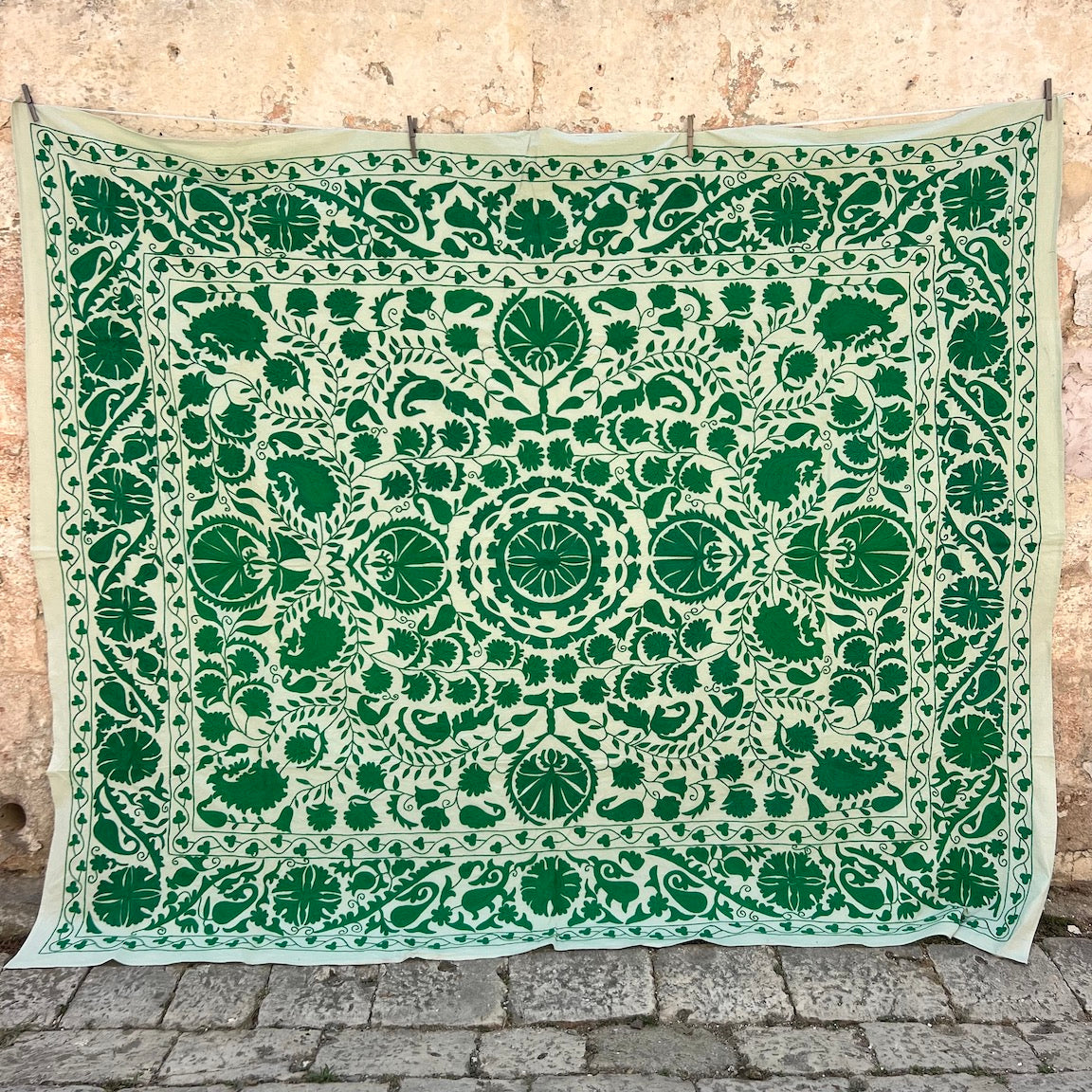 Plain Green  Suzani Double