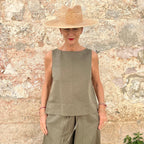 Overleap Top Linen