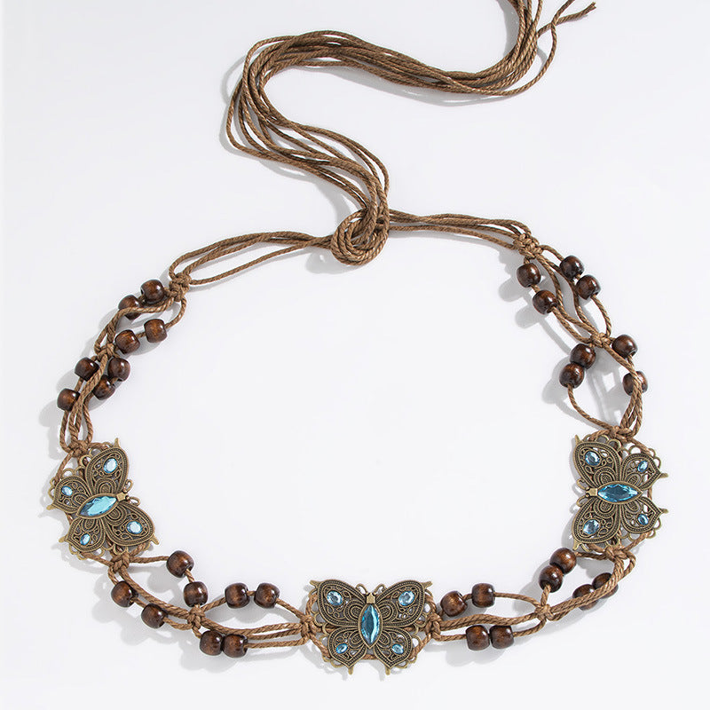 Ladies Bohemian Butterfly Hand-woven Ethnic Style Leisure Holiday Waist Rope