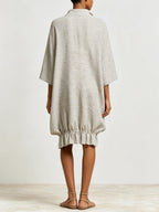 Minimalist Linen Shirt Dress – Oversized Relaxed Fit Ruffle Hem Midi Dress