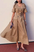 Women's Collar Double Breasted Elegant Temperament Dress