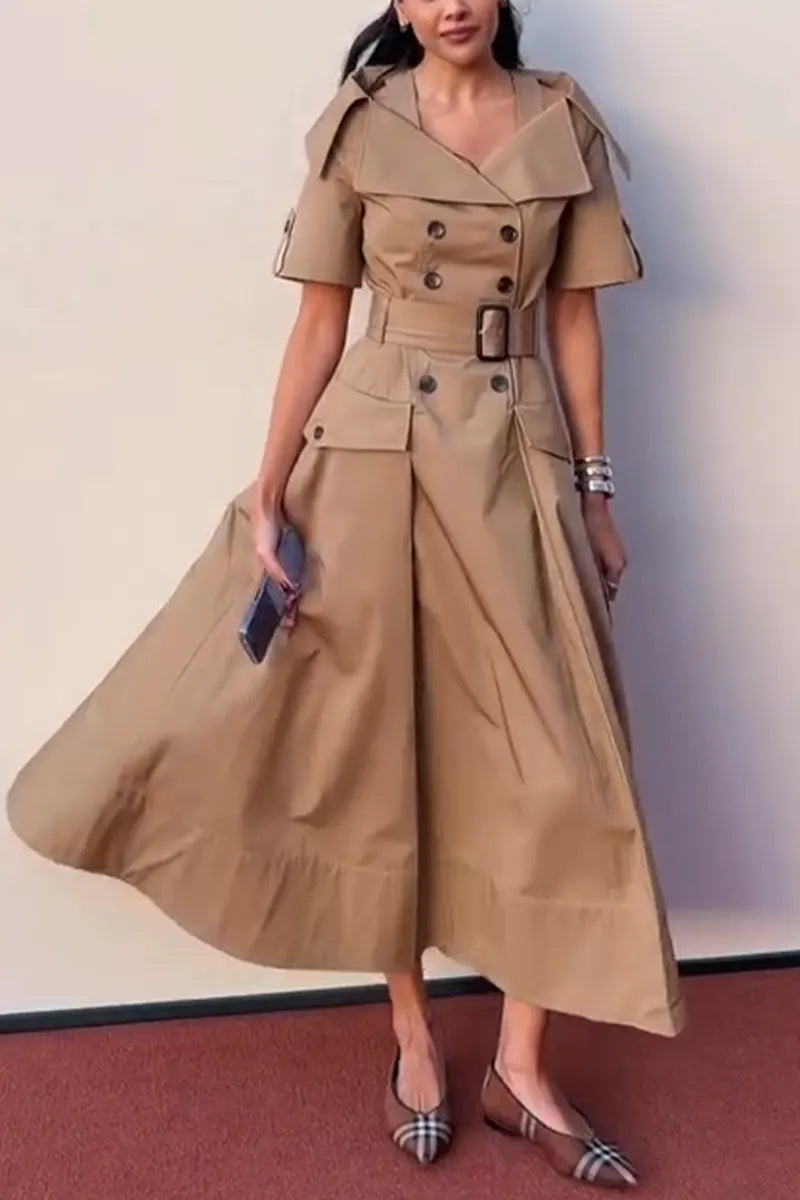 Women's Collar Double Breasted Elegant Temperament Dress