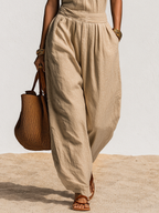 Minimalist Retro Solid Color Halter Jumpsuit