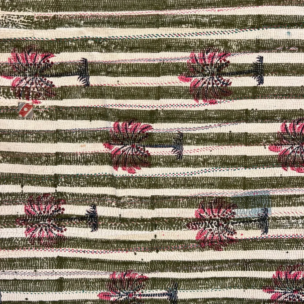 Pink Palms with Green Stripes