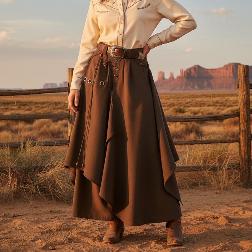 Stylish High-Waisted A-Line Skirt With Asymmetric Button Design