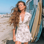 Floral Wrap Mini Dress For Beachside Elegance