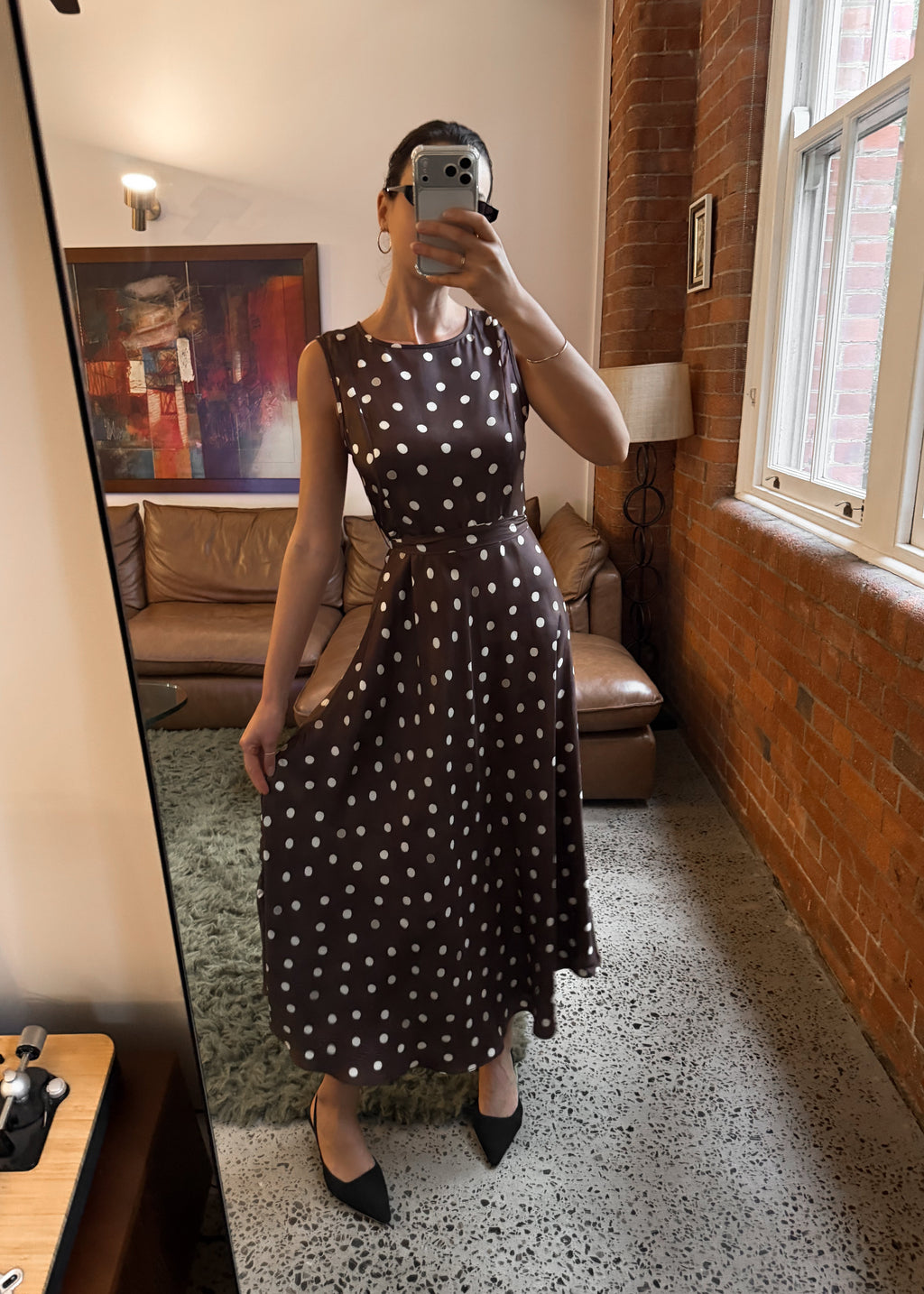 Polo Silk Dress Chocolate Brown Polka Dot - PRE ORDER
