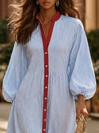 Retro-design Color-blocked Striped Midi Dress