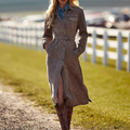 Autumnal Elegance Brown Suede Trench Coat With Cowboy Boots
