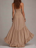 Bohemian Cotton Halter Corset Tiered Maxi Dress