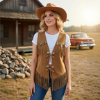 Women's Vintage Western Style Fringed Vest