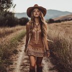 Bohemian Style Holiday Party Music Festival Retro Country Dress Short Skirt