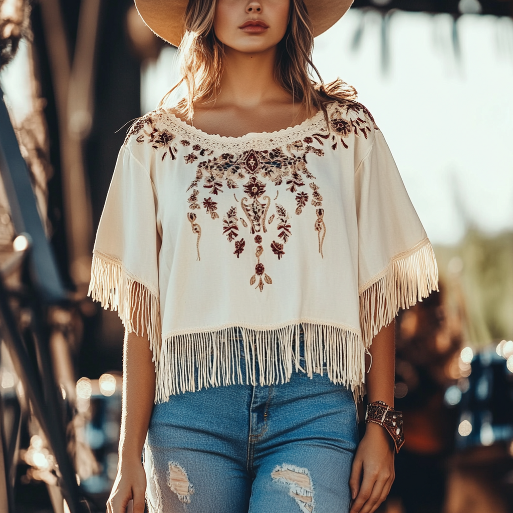 Women's Boho Fringe Top