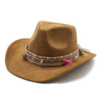 Unisex Vintage Western Cowboy Bohemian Suede Rolled Brim Hat