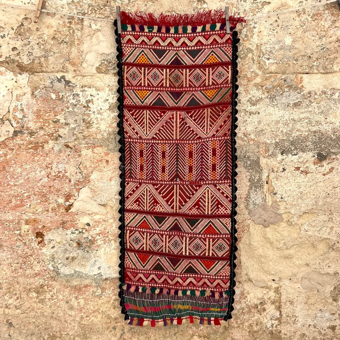 Antique Embroidered Small Carpet Runer