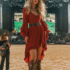 Music Festival Rock Rave Party Tie-Dye Ruffle Floral Fringed Lace Vintage Dress