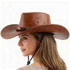 Women's Vintage Classic Western Cowboy Hat With Feather Band - Perfect For Festivals And Outdoor Adventures