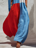 Retro Sleeveless Color-blocked Maxi Dress
