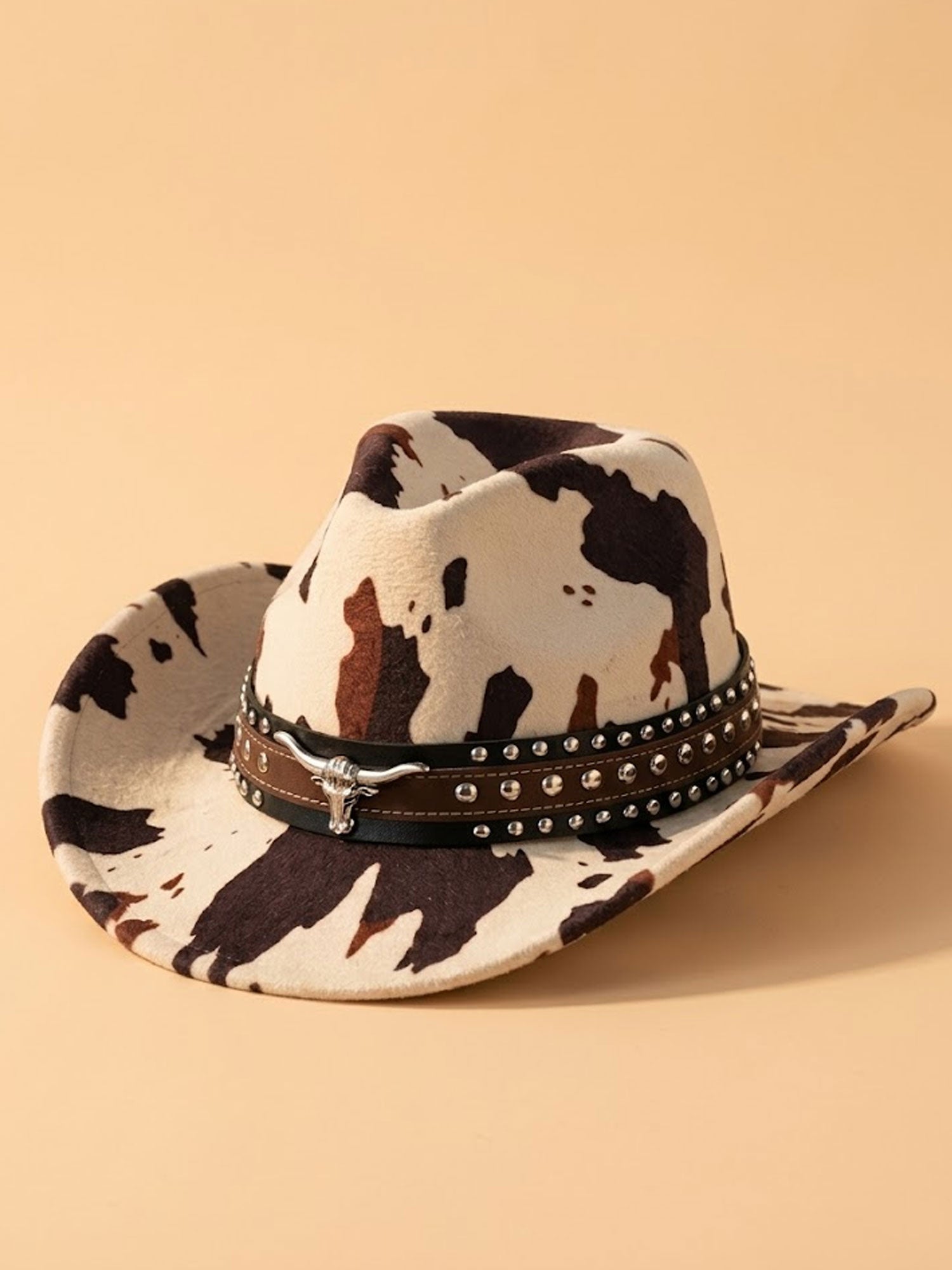Cowboy Print Cowboy Hat for Men Women Vintage Western Studded Belt Fedora Hat with Longhorn Buckle