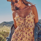 Western Spring Outfits Cotton Blend Floral Print Ruffle Strap Mini Dress Summer Boho Style Romper