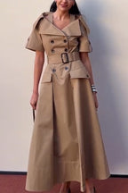 Women's Collar Double Breasted Elegant Temperament Dress