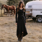 Country Outfits Women's Retro Western Collar Slim Fit Dress