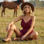 Western Retro Suspender Linen Dress With Tassels And An Irregular Hem