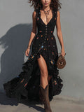Women's Floral V-Neck Spaghetti Strap Dress