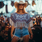 Women's Boho Chic Festival Outfit With Fringe Details Top