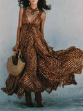 Women's Polka Dot V-Neck Dress With Wide Straps