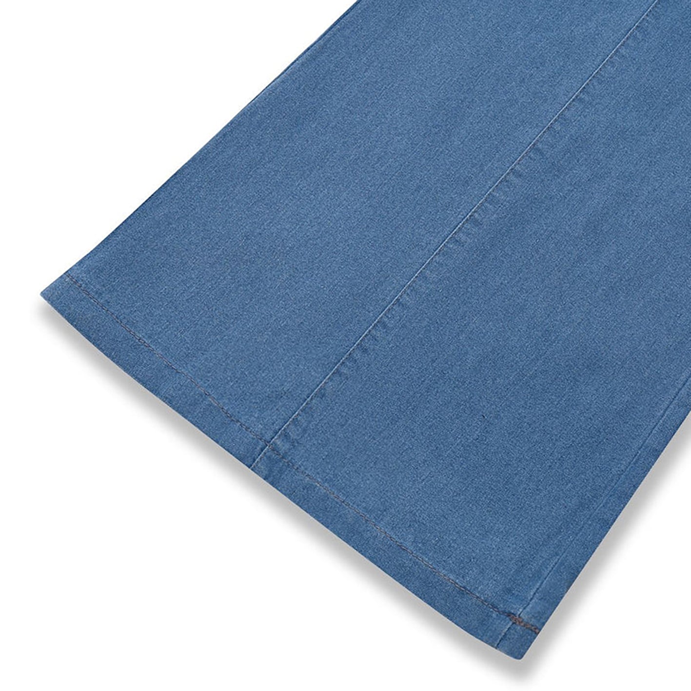 Light Blue 1970s Denim Puff Sleeve Cut-out Jumpsuit