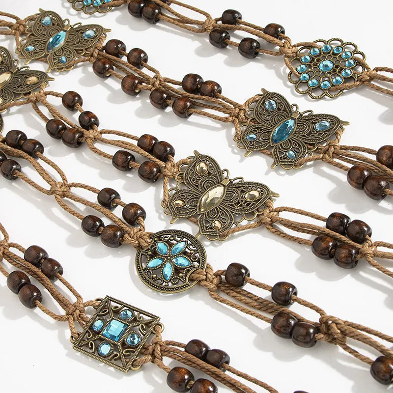Ladies Bohemian Butterfly Hand-woven Ethnic Style Leisure Holiday Waist Rope