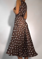 Polo Silk Dress Chocolate Brown Polka Dot - PRE ORDER