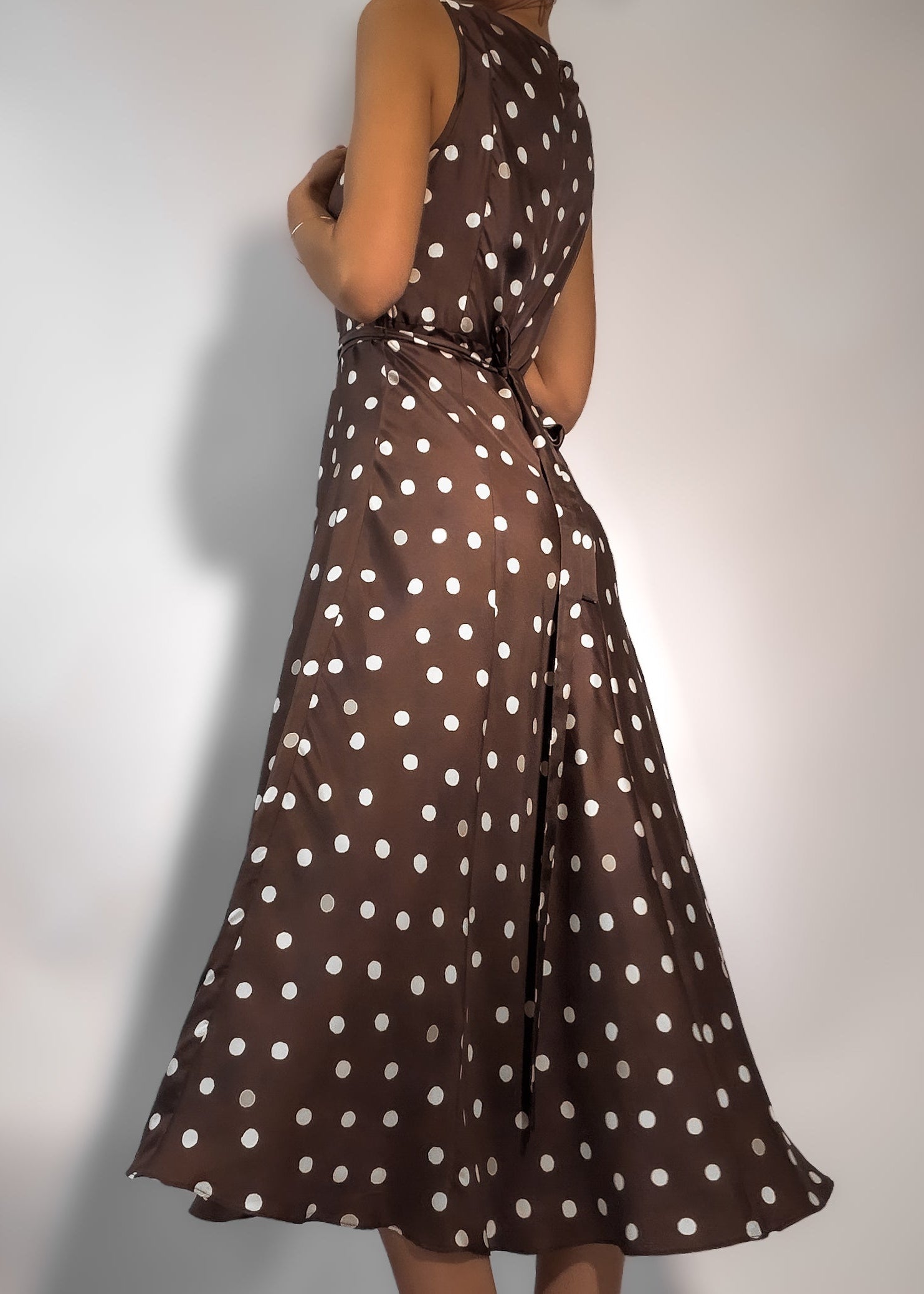 Polo Silk Dress Chocolate Brown Polka Dot - PRE ORDER
