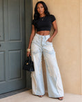High-Waisted Distressed Denim Maxi Skirt with Corset Belt - Y2K Patchwork Design
