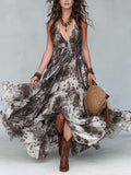Women's Irregular Print V-Neck Dress