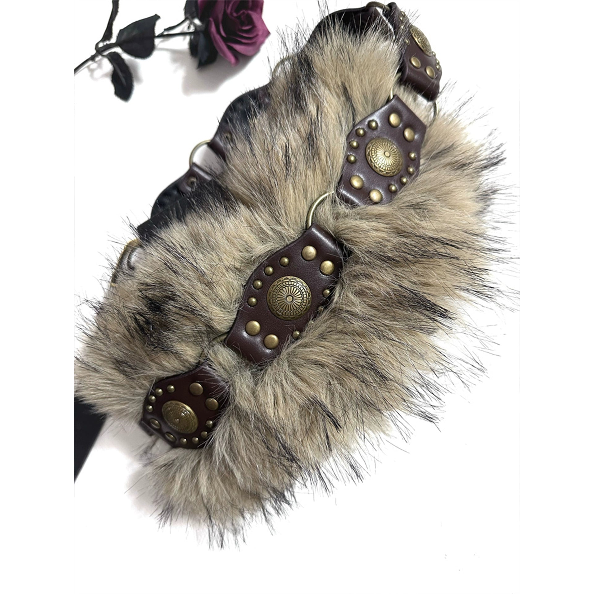 Retro American Style Personality Fur Patchwork Belt Fur Accessories Belt