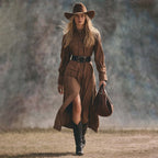 Women's Western Country Retro Outdoor Long-sleeved Dress