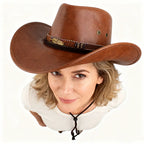 Women's Vintage Classic Western Cowboy Hat With Feather Band - Perfect For Festivals And Outdoor Adventures