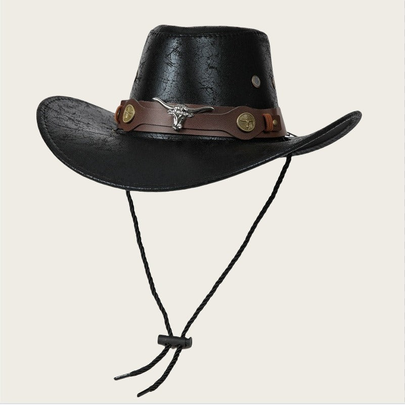 Women's Vintage Stylish Western Cowboy Hat With Adjustable Chin Strap For Outdoor Adventures
