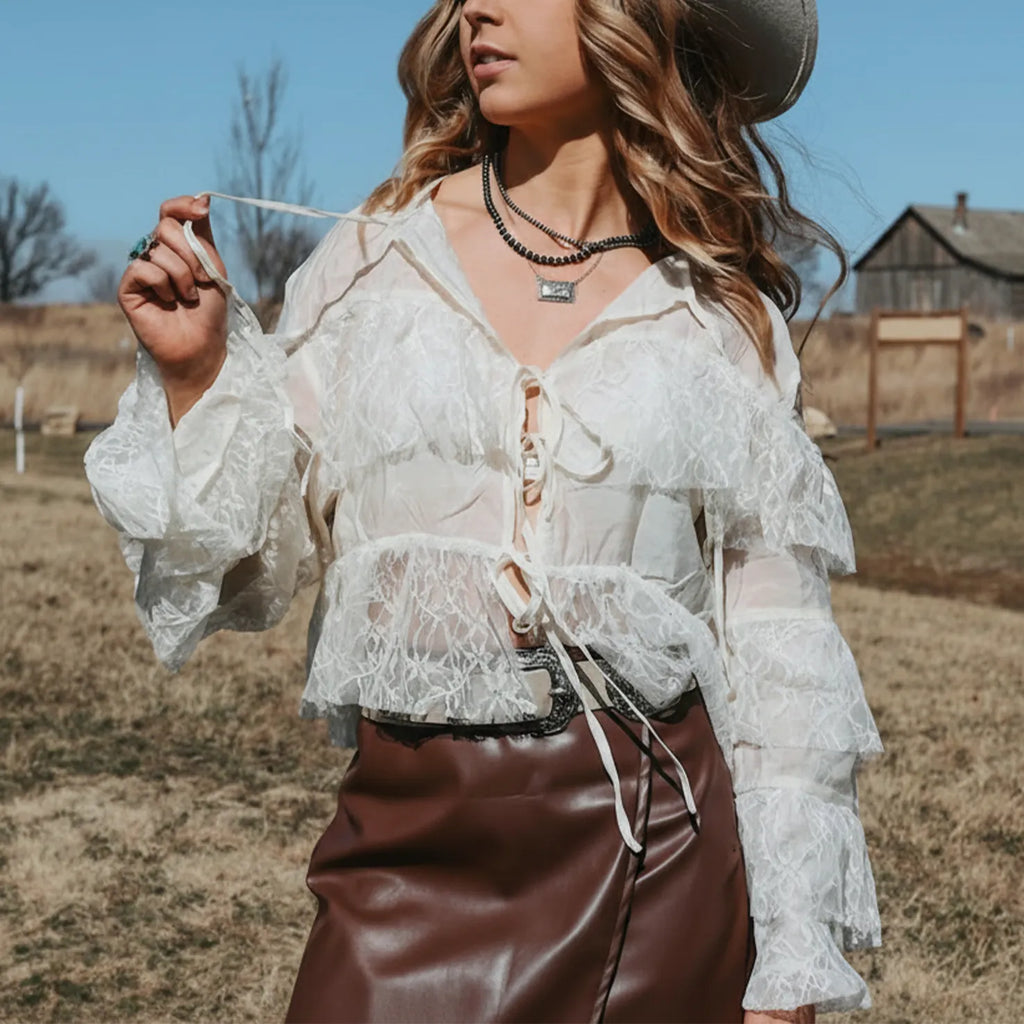 Women's Vintage Boho Chic Lace Top