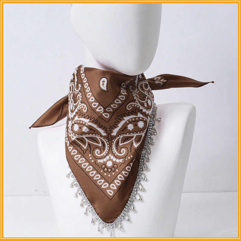 Women's Vintage Stylish Paisley Bandanas With Tassel Edges - Perfect For Spring And Fall