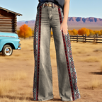 Women's Retro Western Country Aztec Style Printed Wide Leg Pants