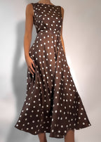 Polo Silk Dress Chocolate Brown Polka Dot - PRE ORDER