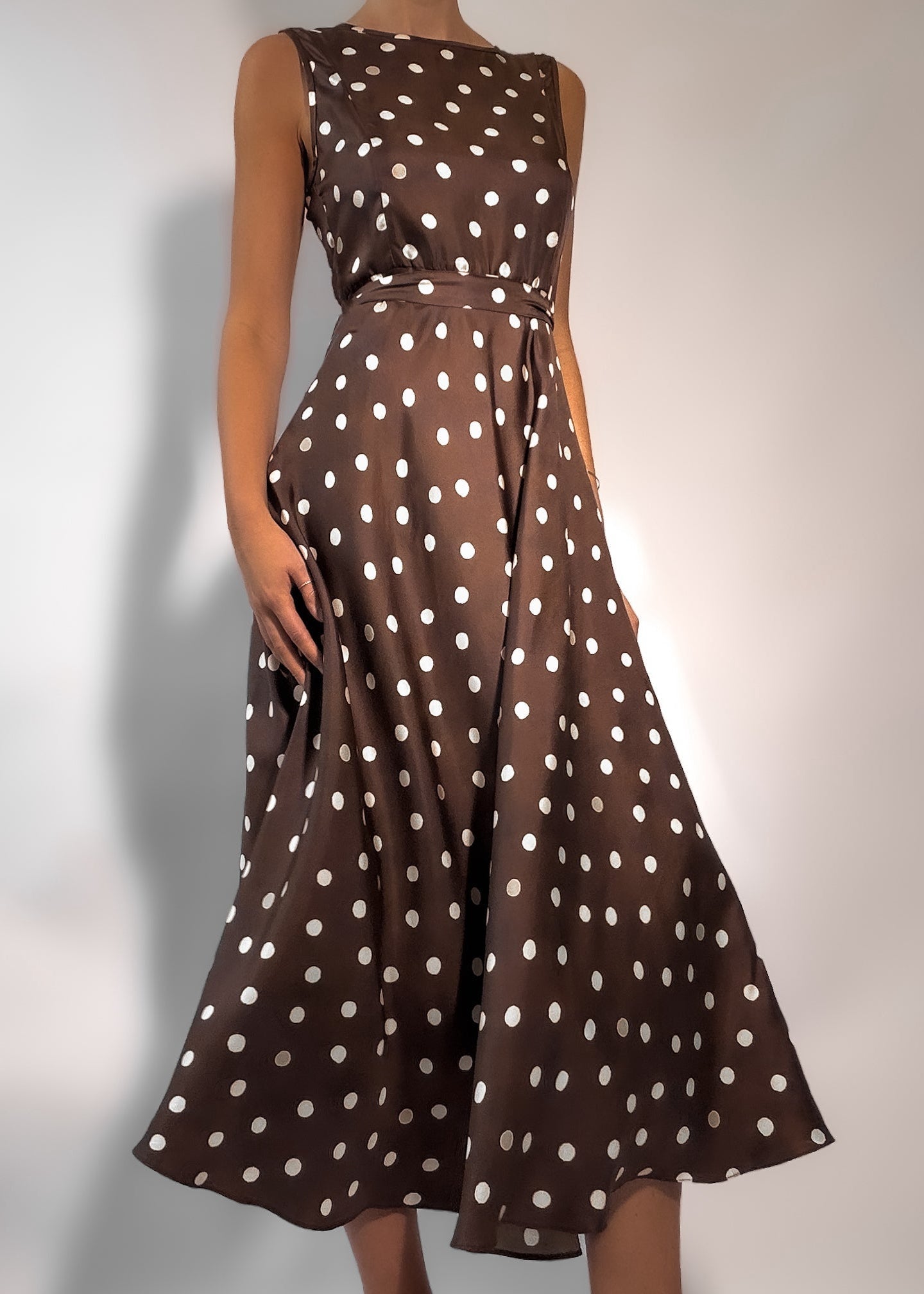 Polo Silk Dress Chocolate Brown Polka Dot - PRE ORDER