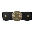 European And American Retro Western Waist Elastic Elastic Waist Belt Female Wide Version Waist Punk Style Metal Carved R