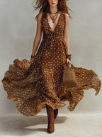 Women's Polka Dot V-Neck Dress