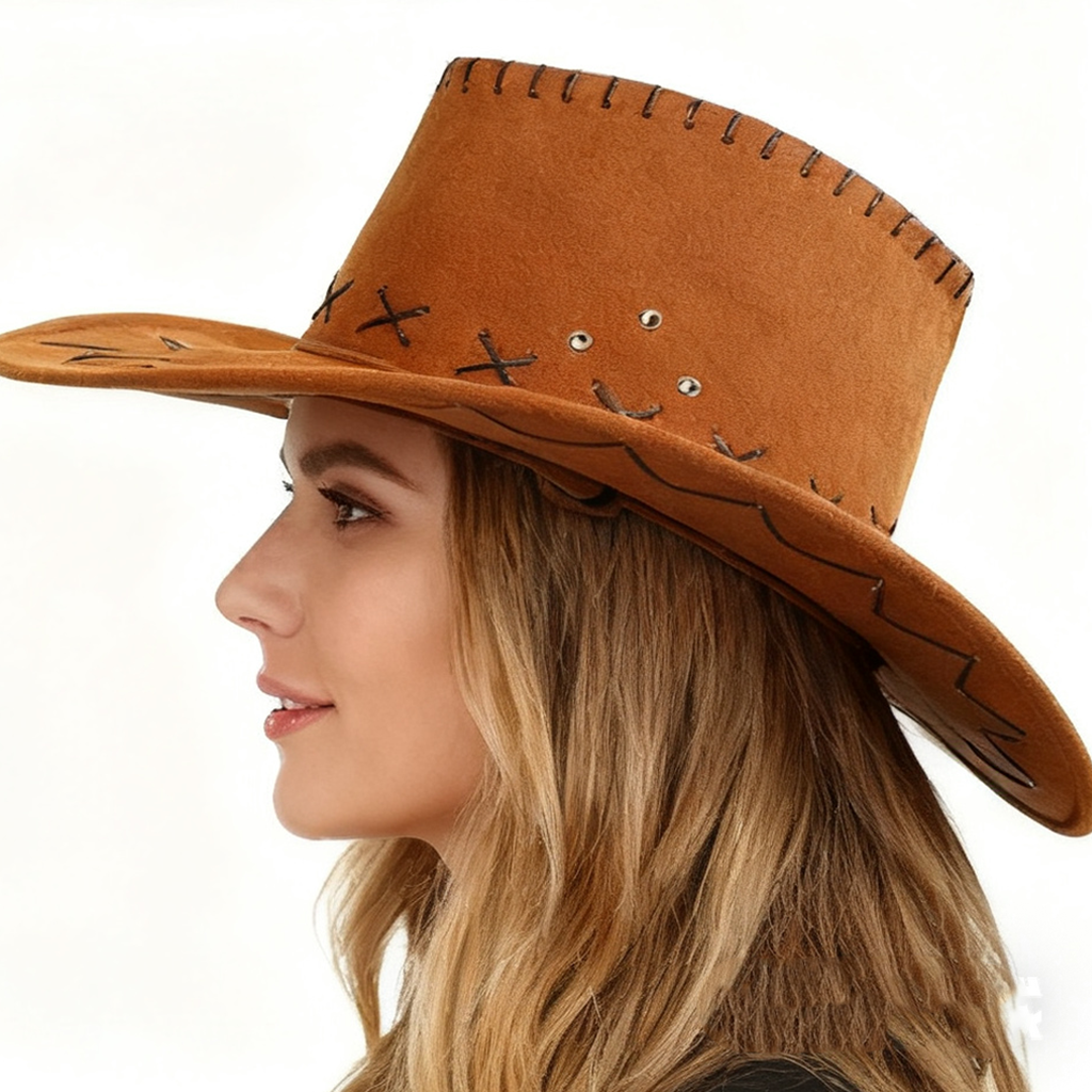 Women's Vintage Stylish Western Cowboy Hat For Festive And Casual Wear